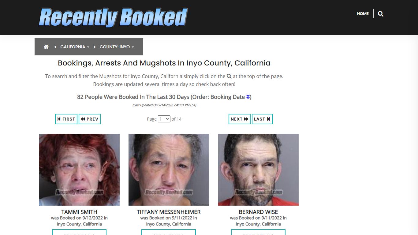 Recent bookings, Arrests, Mugshots in Inyo County, California